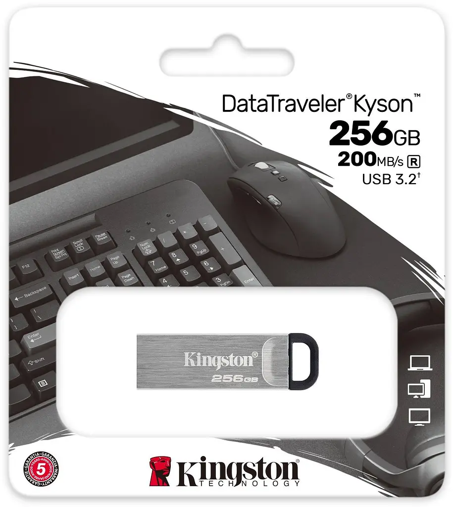 USB Flash накопичувач Kingston 256GB DataTraveler Kyson USB 3.2 silver/black (DTKN/256GB) - фото 3