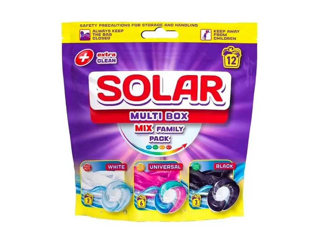 Капсули для прання SOLAR 12шт Multi Box White +Universal+Black МSOLAR