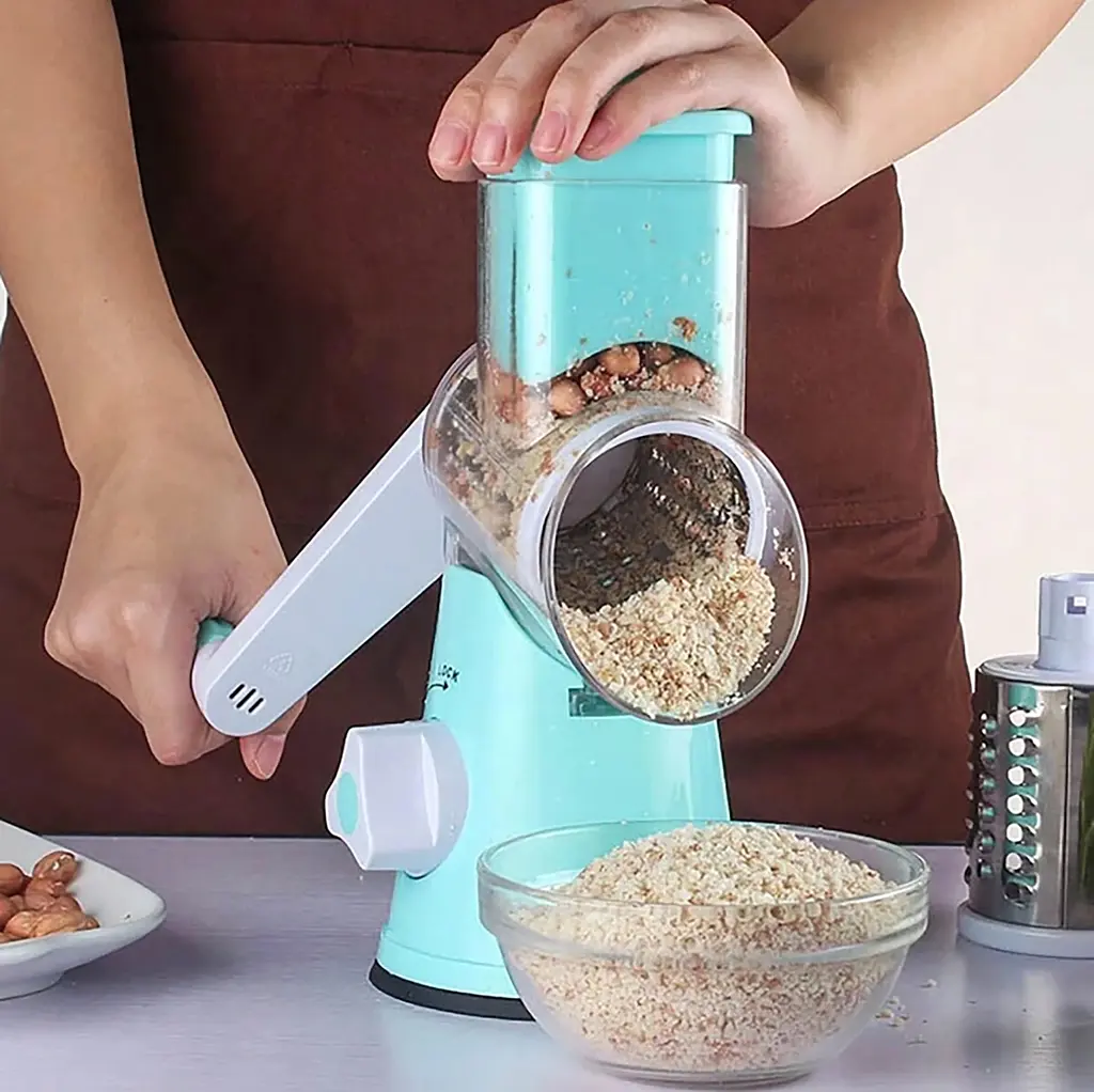 Універсальна ручна овочерізка подрібнювач терка мультислайсер, Kitchen Master Блакитний 85796 - фото 7