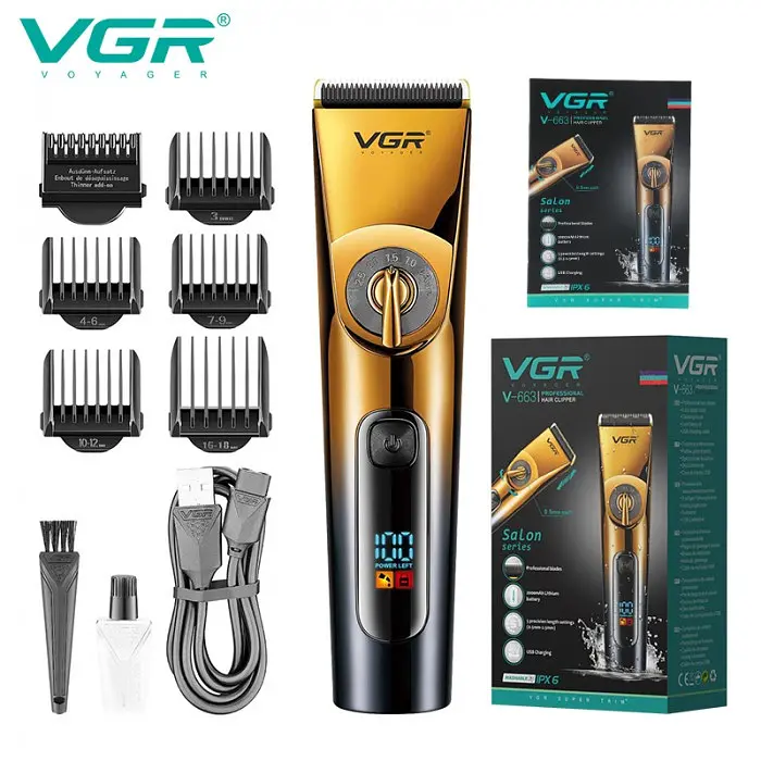 Машинка для стриження VGR V-663 Акумуляторна з дисплеєм і регулюванням довжини 0.5-19 мм