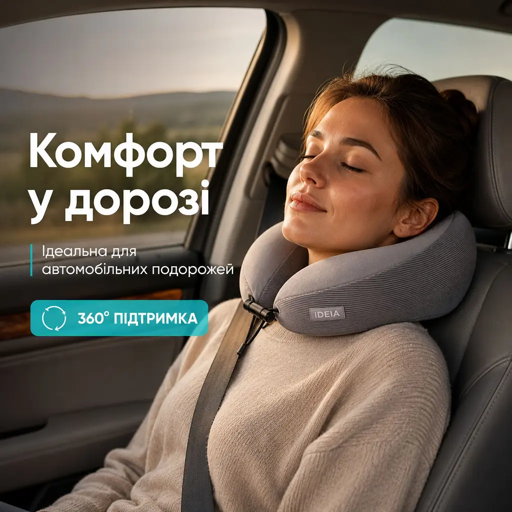 Подушка дорожня ортопедична з кейсом Idea Travel Premium ефектом пам'яті 27х26х17 см (8-36364) - фото 6