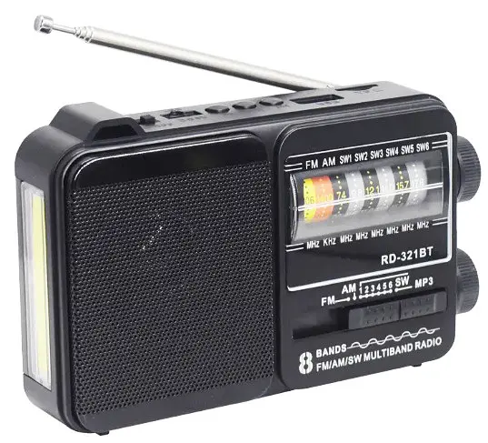 Радиоприемник PX-728BTS Bluetooth портативное радио MP3-плеер с солнечной панелью 18650 USB TF microSD Черный - фото 2