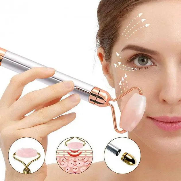 Електричний масажер ролик для обличчя 2 насадки вібромасажер Flawless Contour - фото 13