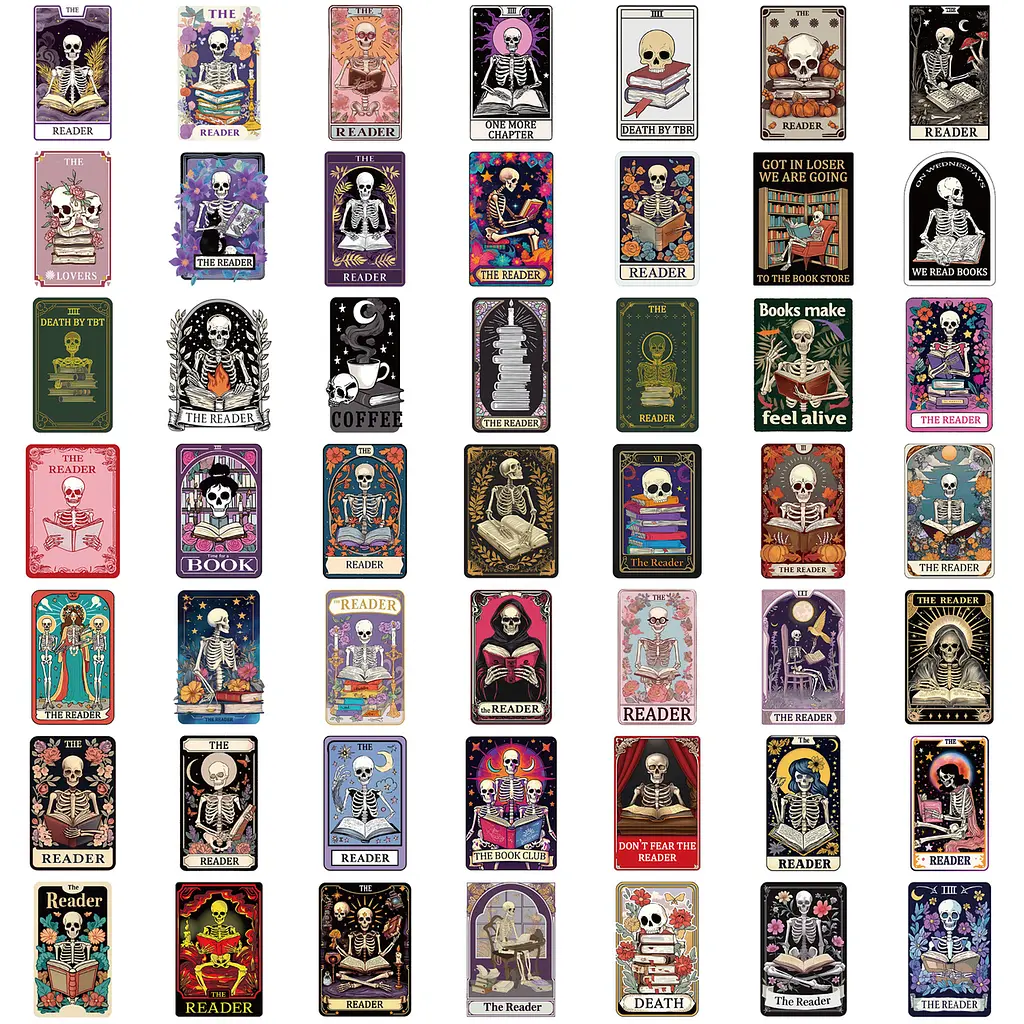 Стикерпак Таро зі скелетами набір наклейок GeekLand taro 50 штук - фото 2