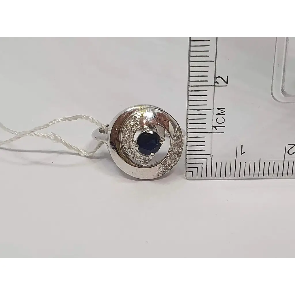 Золотое кольцо Агни с бриллиантами и сапфиром. Артикул 11270 17,5 - фото 4