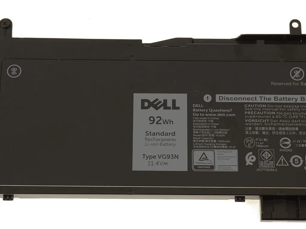 Акумулятор для ноутбука Dell Latitude 5580 (long+), VG93N, 92Wh (7666 mAh), 6cell, 11.4V, Li-i, чорний - фото 2