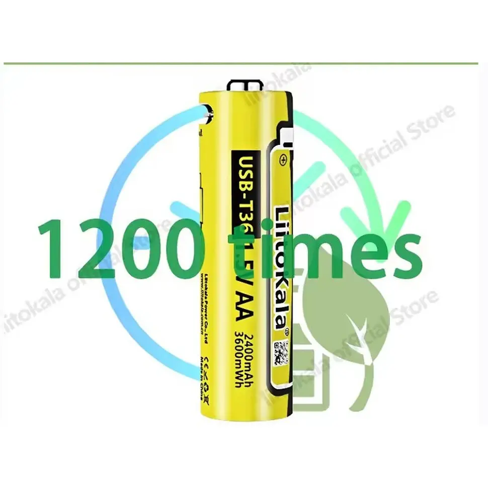Набір акумуляторів із 4 шт LiitoKala USB-T36 + USB Type-C кабель зарядки - фото 3