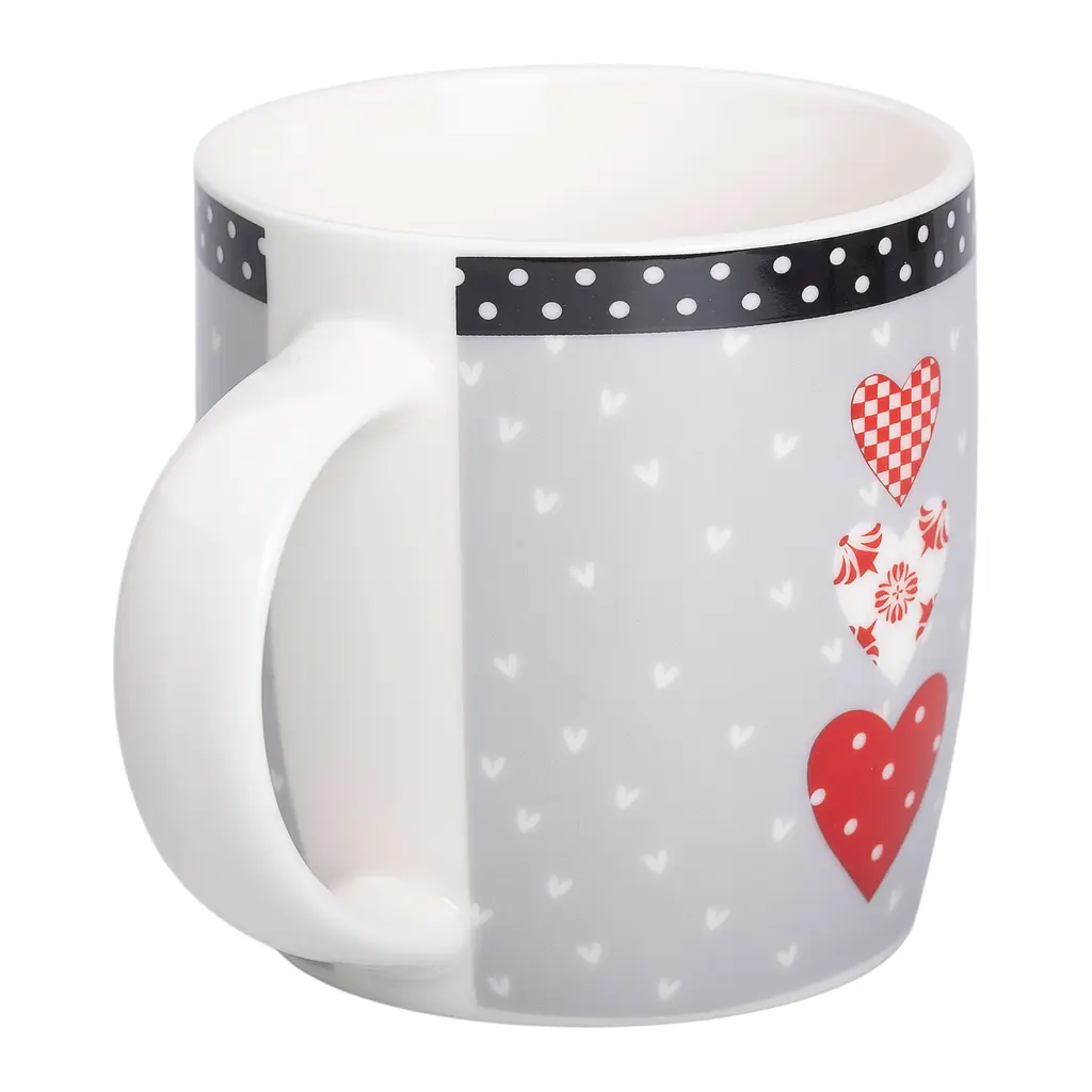 Чашка керамическая Liling Rongxiang Ceramic I love you 400 мл серая с красным RX-N240147R - фото 2