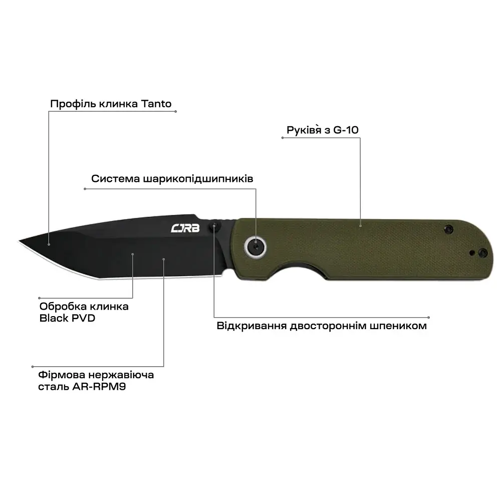 Ніж CJRB Nova Green PVD - фото 4