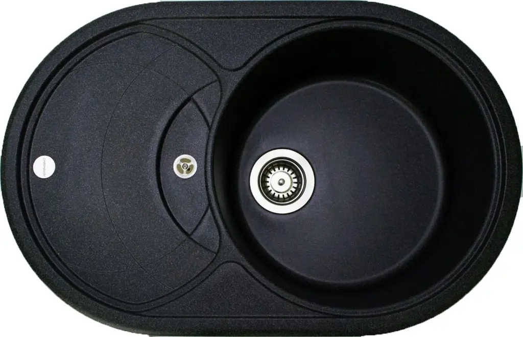 Кухонна мийка Adamant SHELL чорний металік 770x495x200 мм, з крилом 77 см - фото 3