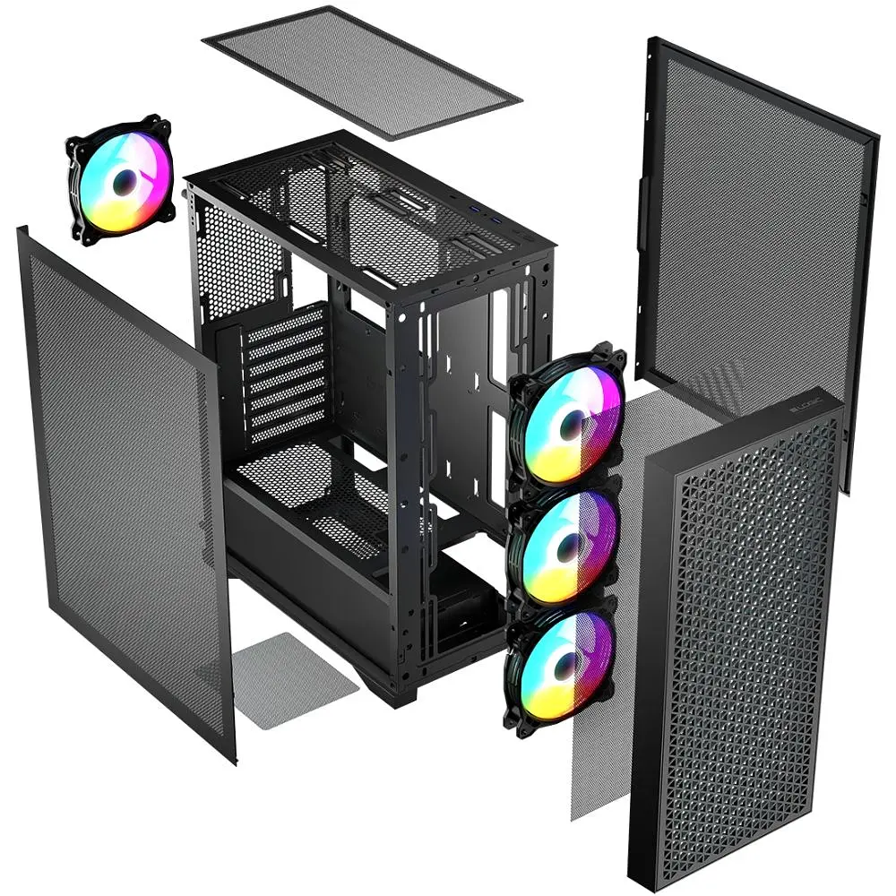 Корпус LogicConcept DART PRO ARGB MIDI BLACK MESH fans 4x120 мм без БЖ ATX (AT-DART-PRO-ARGB-10) - фото 2