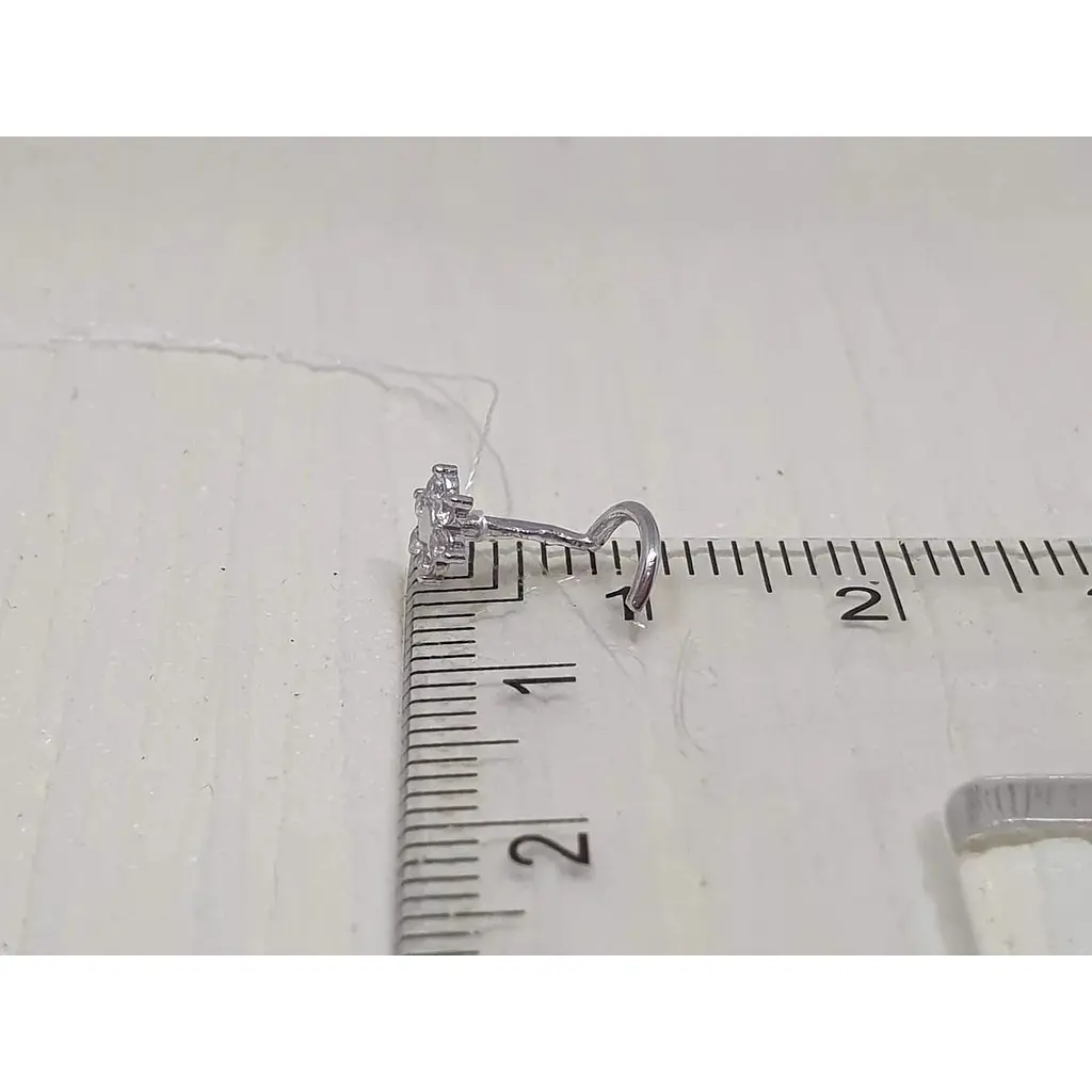 Срібна сережка-пірсинг Астор в ніс з фіанітами. 818-2434Р - фото 3