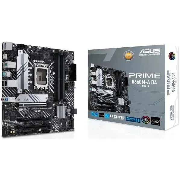 Материнська плата Asus Prime LGA1700, B660M-A D4-CSM, B660, 4xDDR4, Int.Video(CPU), 4xSATA3, 2xM.2, 1xPCI-E 16x 4.0, 2xPCI-E 16x 3.0, ALC 5xUSB3.2/6xUSB2.0, HDMI/DP, CrossFire, MicroATX - фото 2