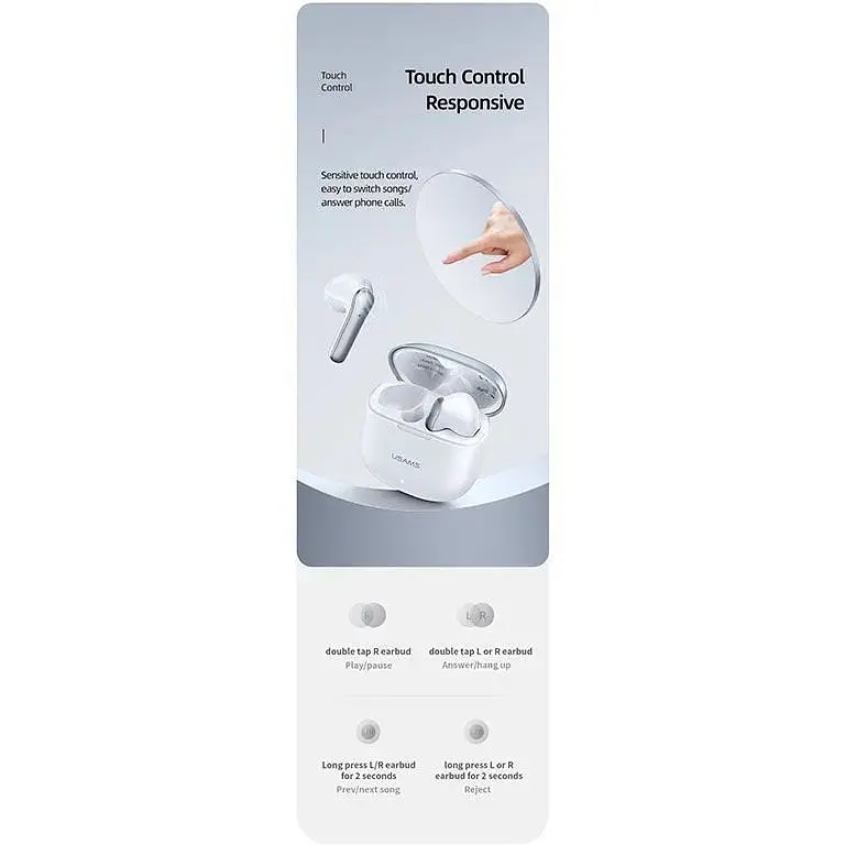 Наушники Bluetooth Usams TWS Earbuds XH09 BT5.1 синие - фото 8