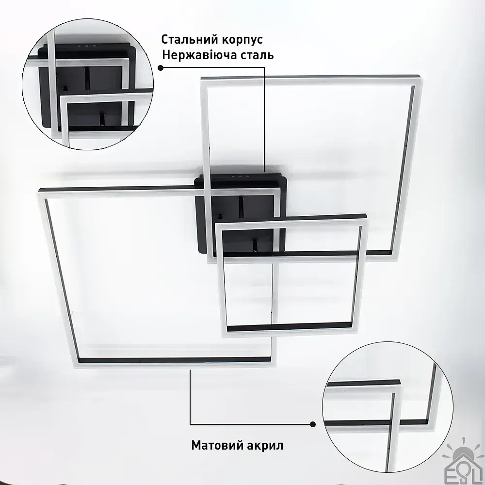 Смарт люстра керована світлодіодна COCO 3S 120 Вт 750x750x142 мм Чорна ESLLSE - фото 9