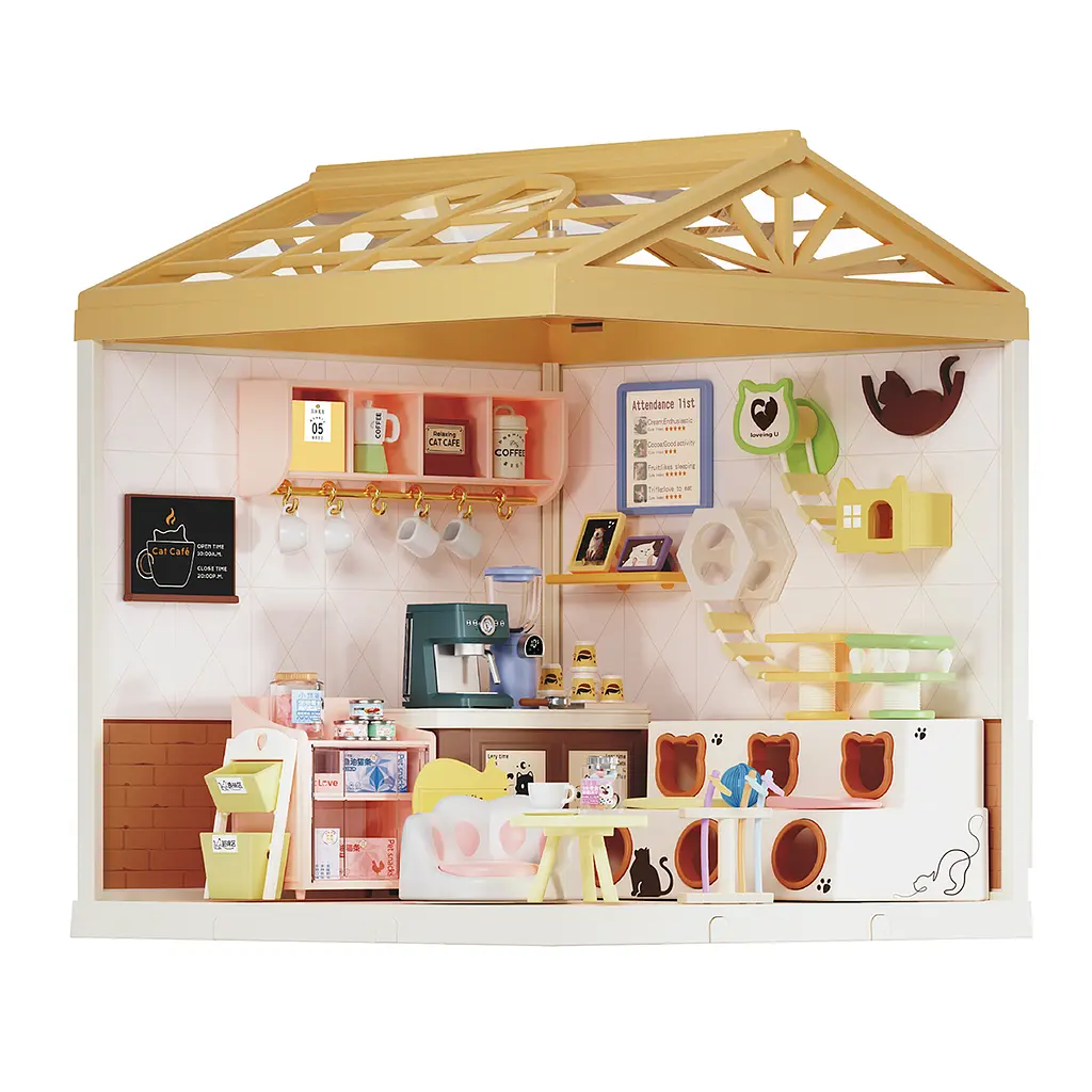 Конструктор-румбокс Mini House серії Інтер'єр - Котокафе з підсвічуванням (8007) - фото 4
