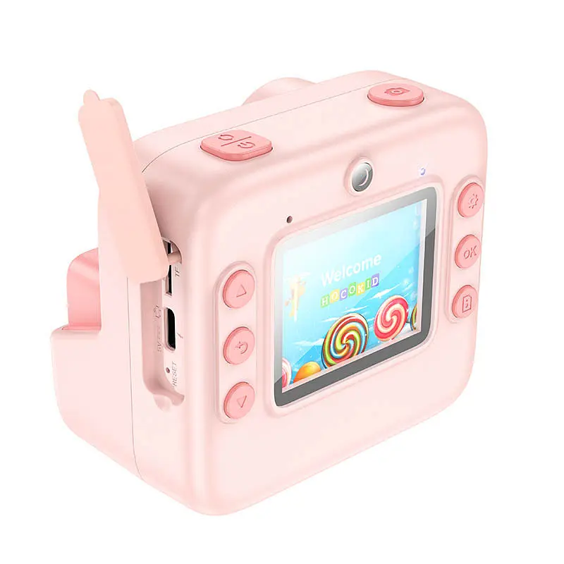 Детская фотокамера с моментальной печатью Hoco DV200 Dual lens Pink - фото 4