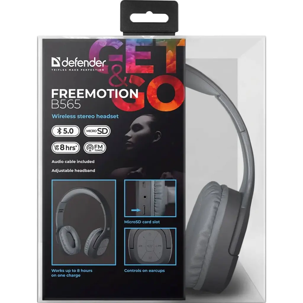 Гарнітура Defender FreeMotion B565 Bluetooth + 3.5 мм Black-Gray (63565) - фото 5