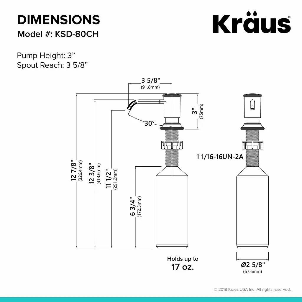 Дозатор для миючого засобу Kraus KSD-80CH, Хром - фото 5