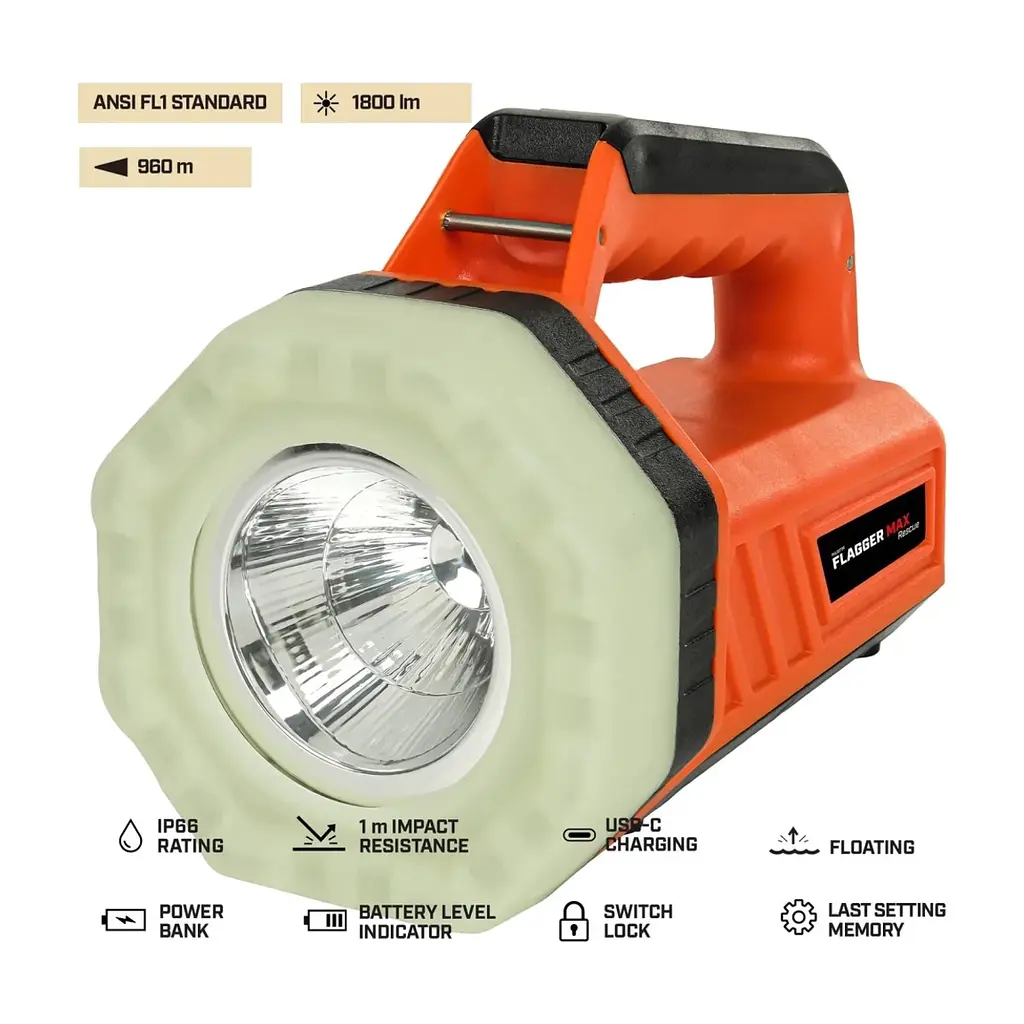 Ліхтар Mactronic пошуковий Flagger Max Rescue (1800 Lm) White/Orange LED USB-C 8800 mAh (PSL0073R) (DAS303960) - фото 3