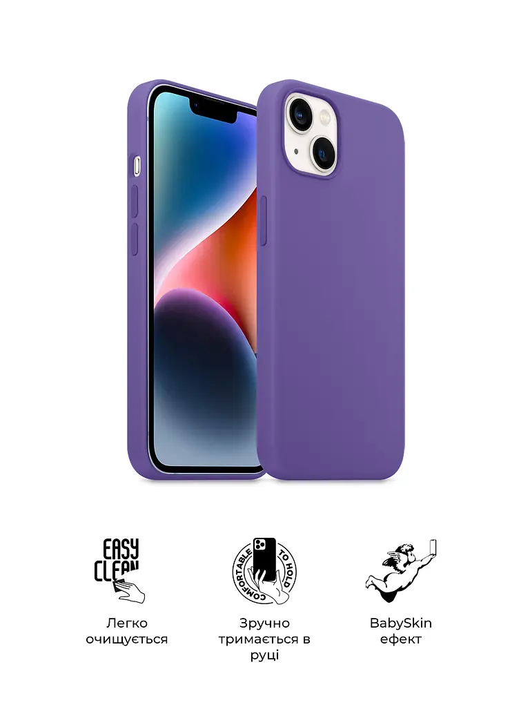 Силиконовый чехол для Apple iPhone 14 Plus, ICON2 Case, фиолетовый, противоударный, панель, защита всего корпуса, матовая поверхность Soft Touch, выступает над дисплеем, совместим с защитными стеклами и пленками, с микрофиброй, ArmorStandart (ARM68468) - фото 3