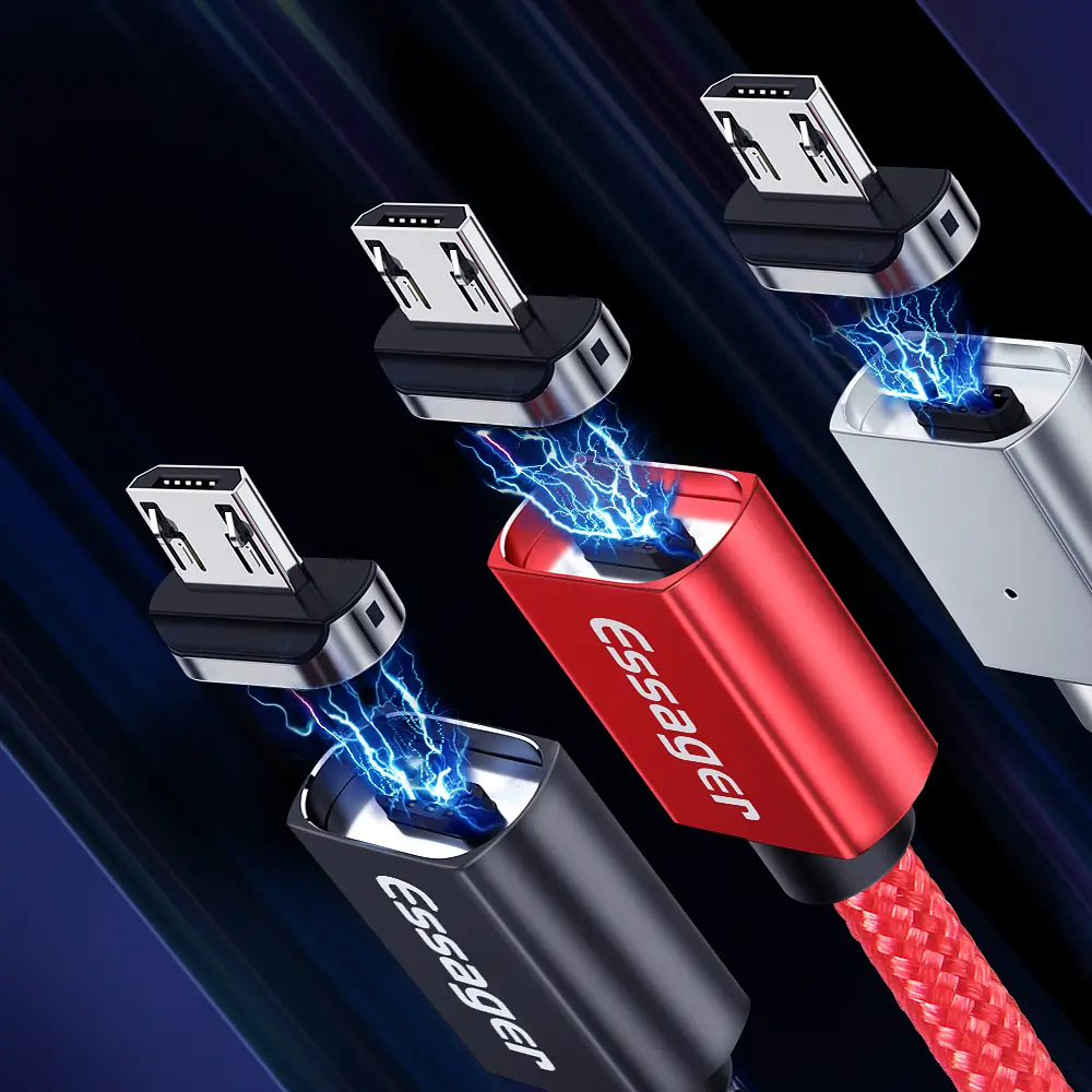 Магнітний кабель чорний ESSAGER для micro USB 1метр - фото 3
