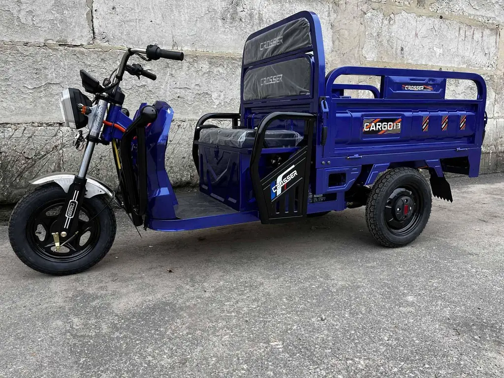 Вантажний електроскутер-самоскид триколісний CROSSER Cargo 13"  (1500W 60V, 32Ah) Синій - фото 5
