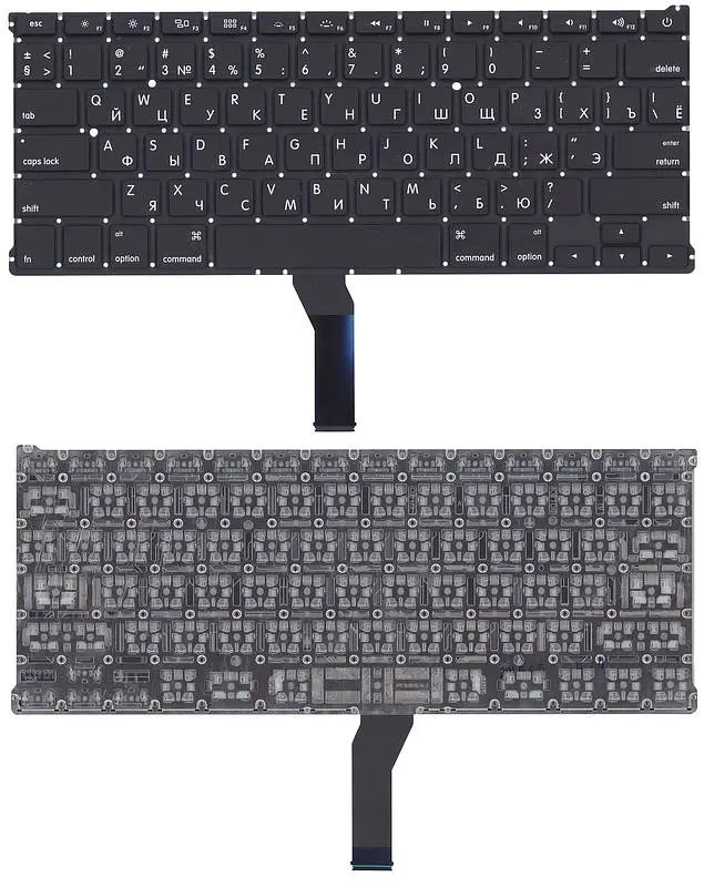 Клавіатура Apple MacBook Air 2011+ A1369 (2011), A1466 (2012, 2013, 2014, 2015) Black, (No Frame), RU (горизонтальний ентер) - фото 3