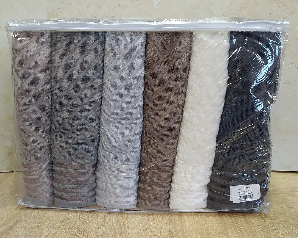 Набір турецьких махрових рушників 70х140 Gulcan 6 шт Jacquard Cotton Lux Yeni Cizgili - фото 4