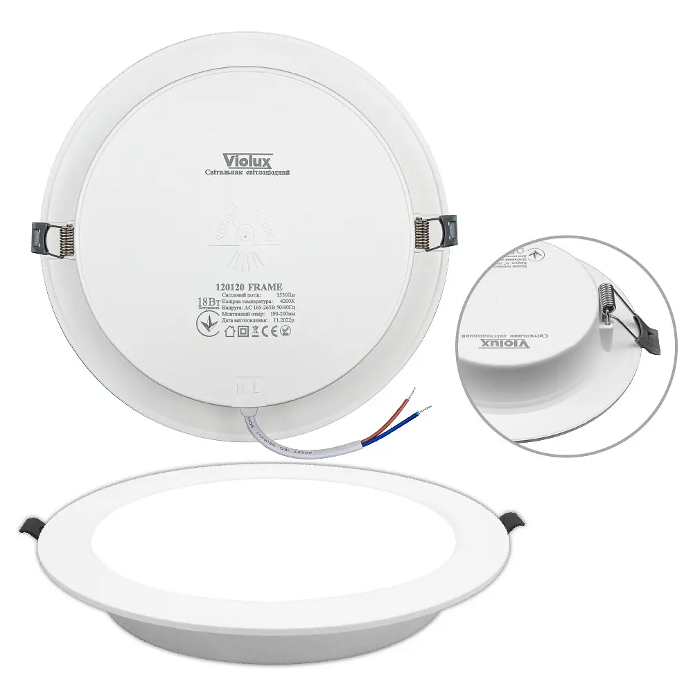 Світильник LED даунлайт Violux FRAME 18W 4200K круг IP20 ( 120120 ) - фото 4