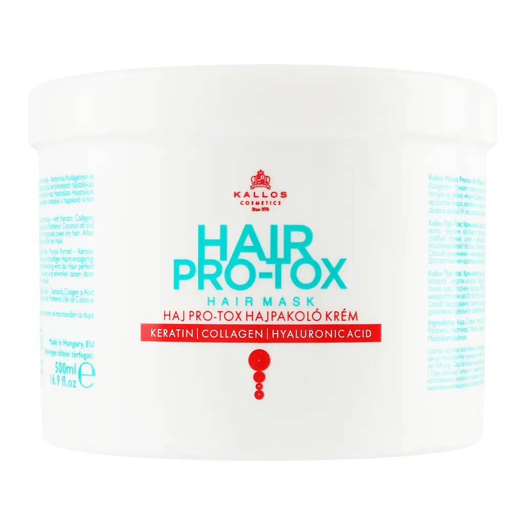 Восстанавливающая маска для волос Kallos Cosmetics KJMN Pro-Tox Hair Mask с кератином, коллагеном и гиалуроновой кислотой 500 мл - фото 3