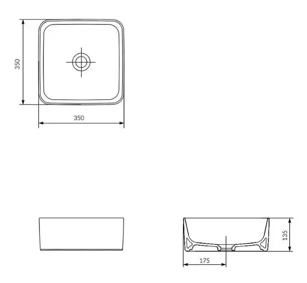 Раковина на стільницю Cersanit Crea квадратна 35 см K114-007 30412 - фото 3