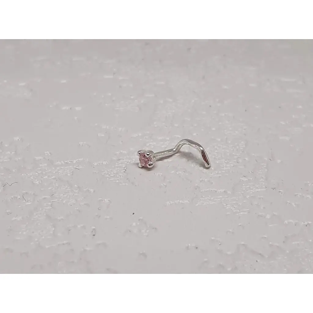 Срібна сережка-пірсинг в ніс Dear. 1018.1С Рожевий (світлий) - фото 2