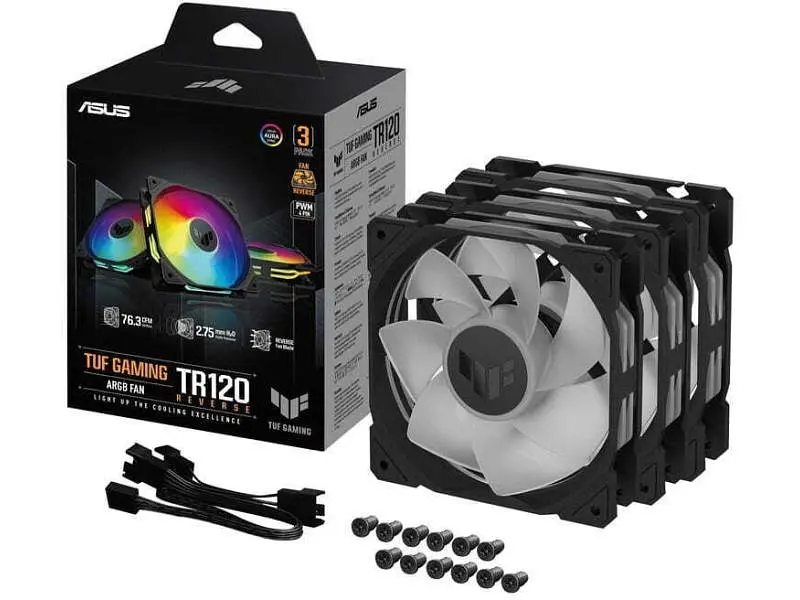 Вентилятор Asus TUF Gaming TR120 ARGB Reverse Black 3-Pack (90DA00D0-B09020) - фото 7
