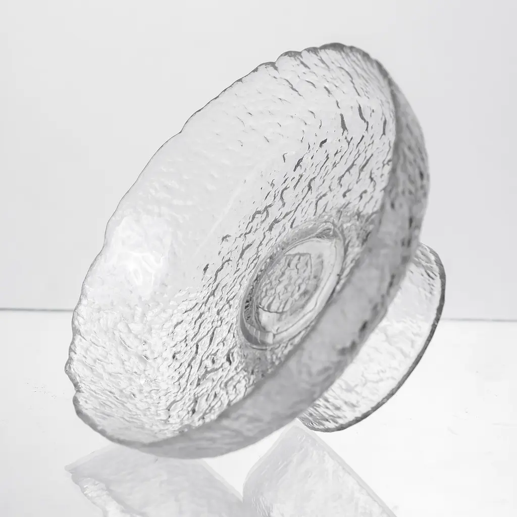 Фруктовниця на ніжці Ice Textured 15 см з крижаною текстурою скла Yiwu HP-34-88 - фото 3