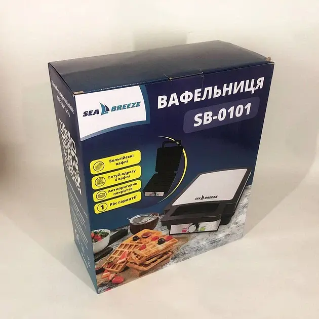 Електровафельниця SeaBreeze SB-0101 з антипригарним покриттям на 4 вафлі 1200 Вт Чорний - фото 7
