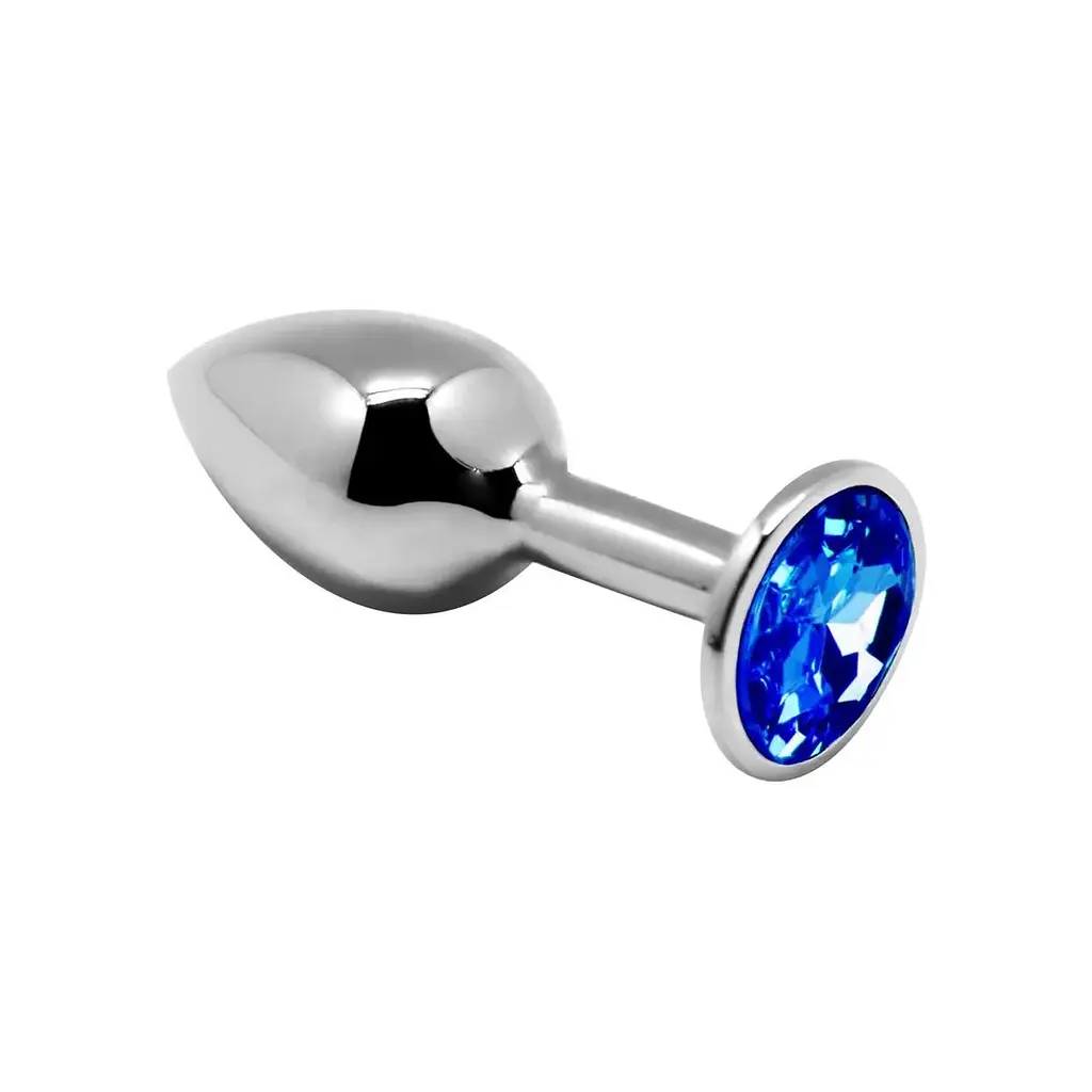 Анальна пробка - M Alive Mini Metal Butt Plug, 8х3.4 см, синя