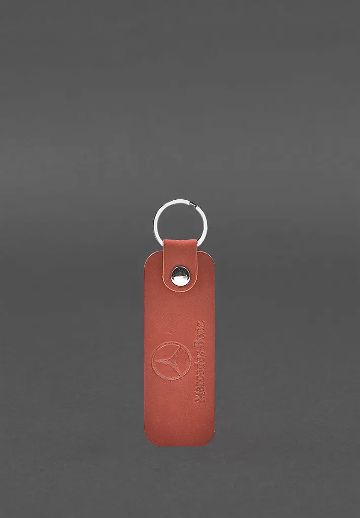 Шкіряний брелок для Авто Mercedes кораловий Crazy Horse - фото 2