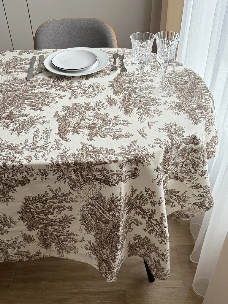 Скатертина столова Ecotton DUCK 150х170 см водовідштовхувальна Italiano бежевий (30497 Beige) (25026) - фото 6