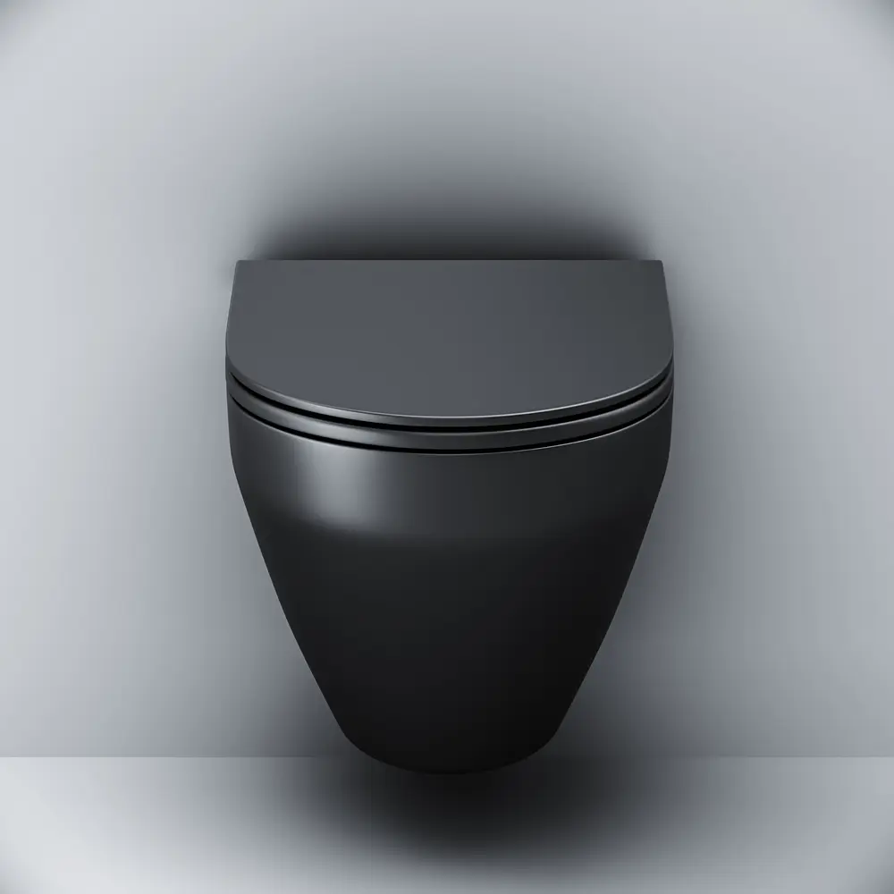 Унитаз подвесной FlashClean Am.Pm Spirit V2.0 с сиденьем микролифт black matt C701700MBSC, Черный матовый - фото 6