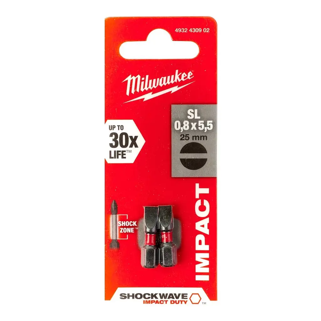 Набір біт Milwaukee Shockwave SL0.8 х 5.5, 25 мм 2 шт. (4932430902) - фото 3