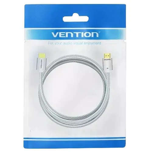 Кабель HDMI M-M, 2.0 м, V2.1, 8K 60Гц обплетення, Сріблястий Metal Type Vention - фото 2