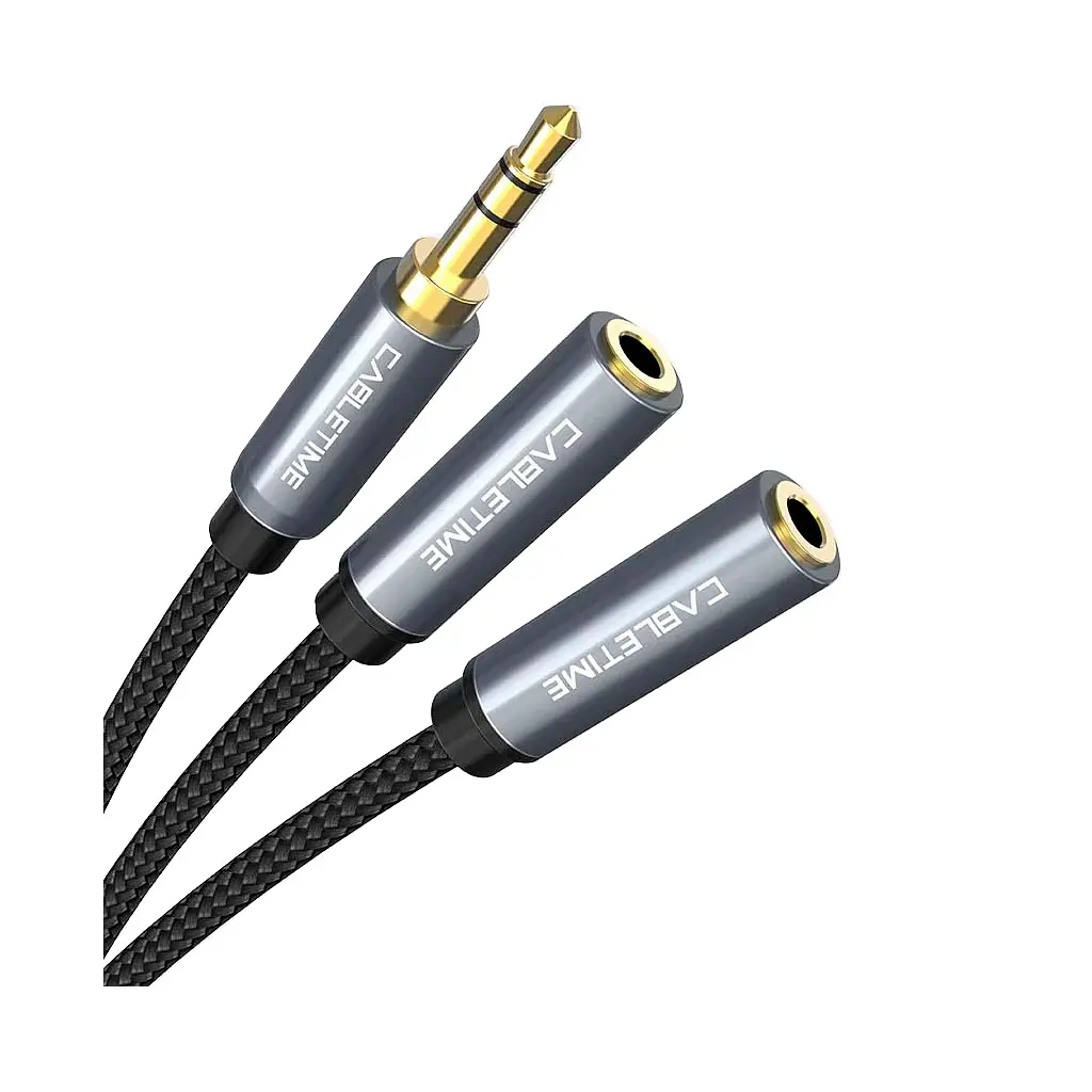 Кабель мультимедійний 3.5mm M to 2x3.5mm F 0.2m Cabletime (CA915248)