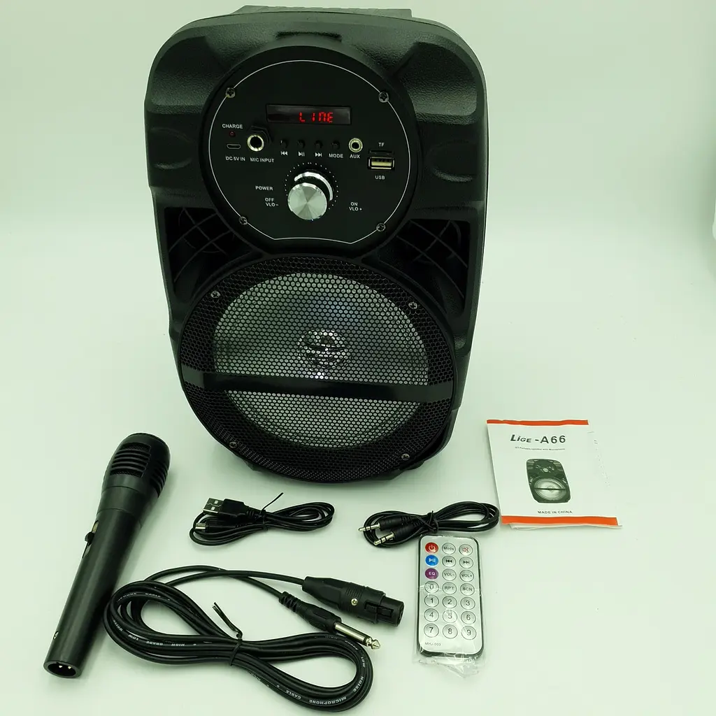Акустична система акумуляторна бездротова Bluetooth колонка 6.5" радіо та мікрофон USB FM 15 Вт Lige A66 - фото 2
