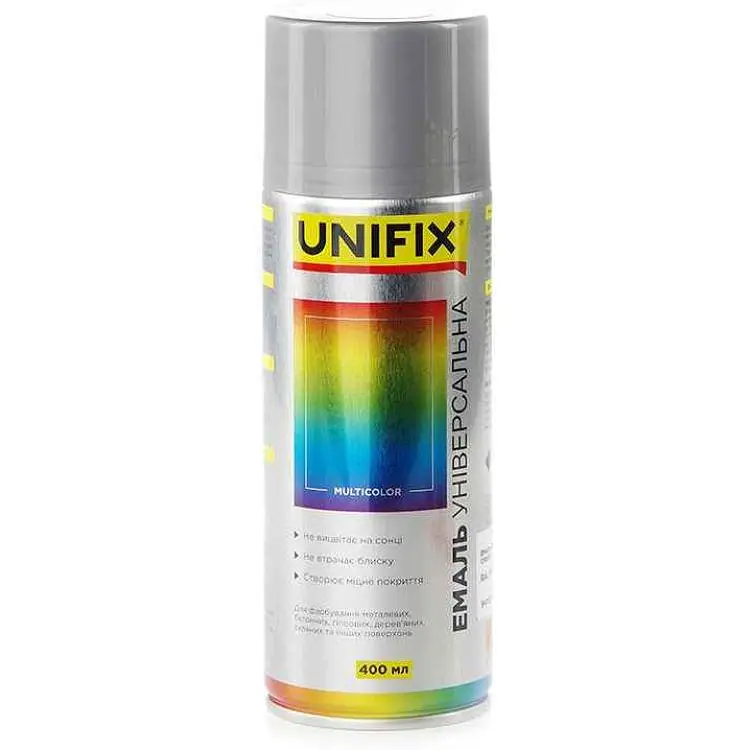 Фарба аерозольна UNIFIX 400мл срібло акрилова універсальна RAL 9006