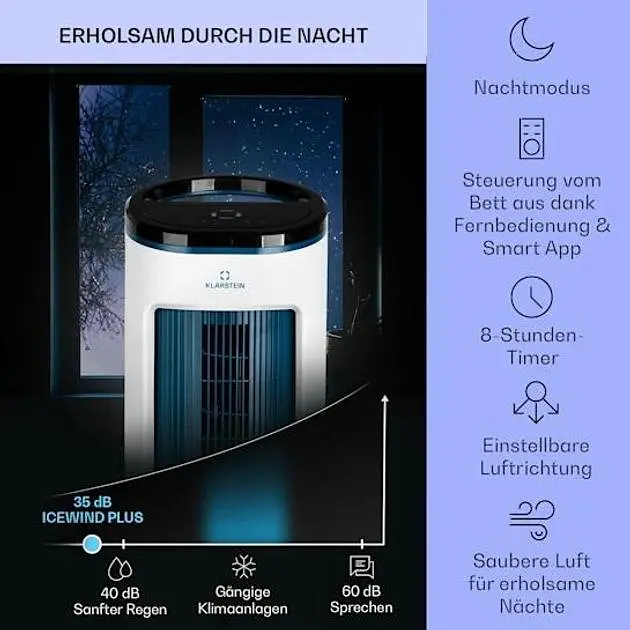 Мобільний кондиціонер-вентилятор Klarstein IceWind Plus Smart 4-in-1 (10040209) - фото 4