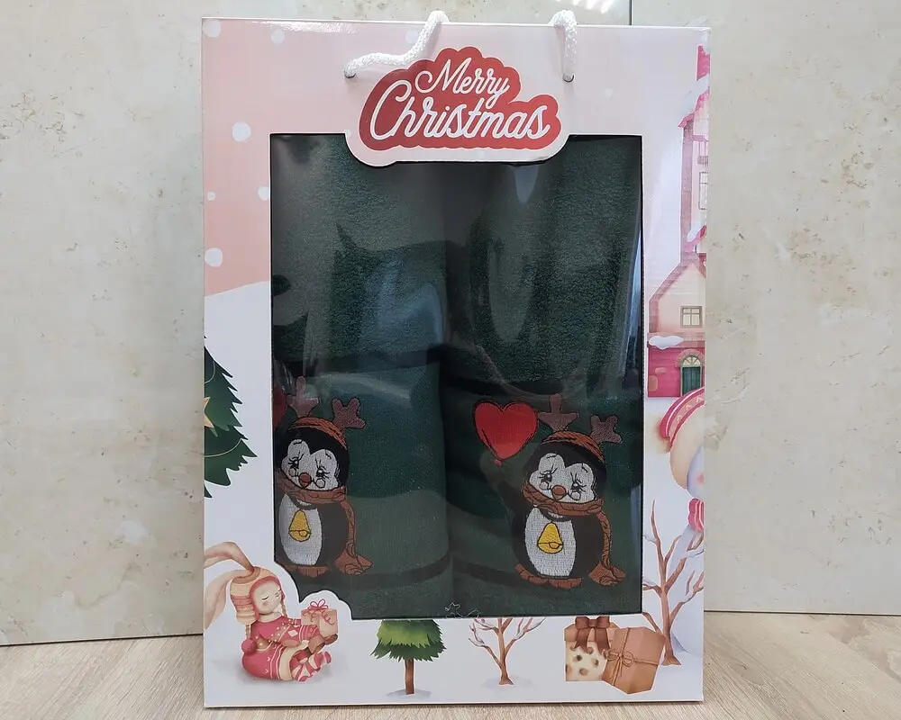 Набір новорічних рушників Gulcan 50x90+70х140 Merry Christmas Green - фото 5