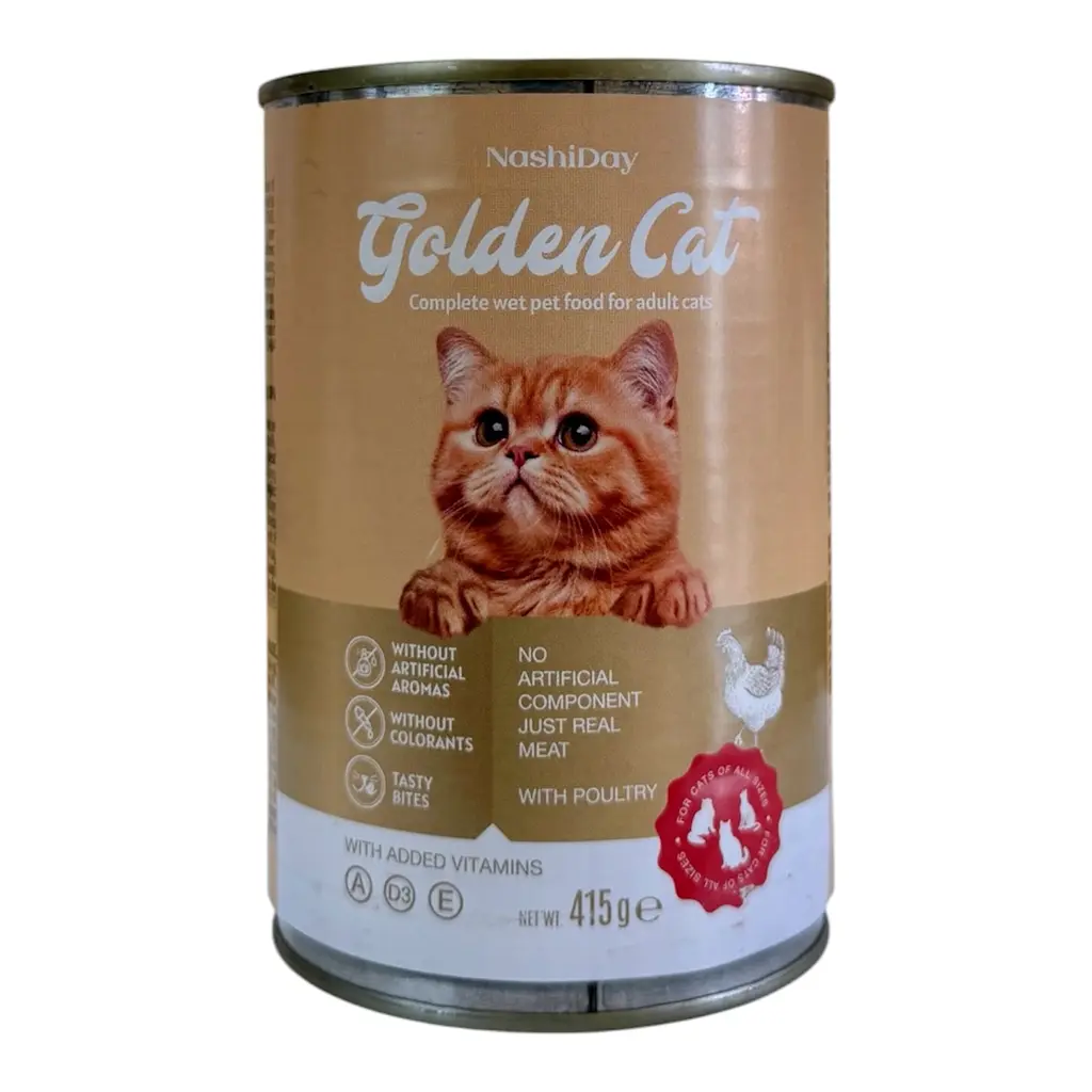 Консерва для дорослих котів всіх порід Golden Cat 415 грамів з куркою