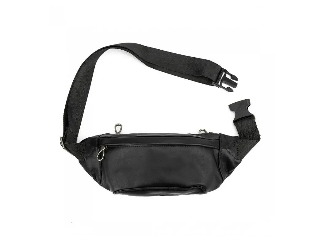 Сумка на пояс з телячої шкіри Tiding Bag t0010A чорний - фото 6