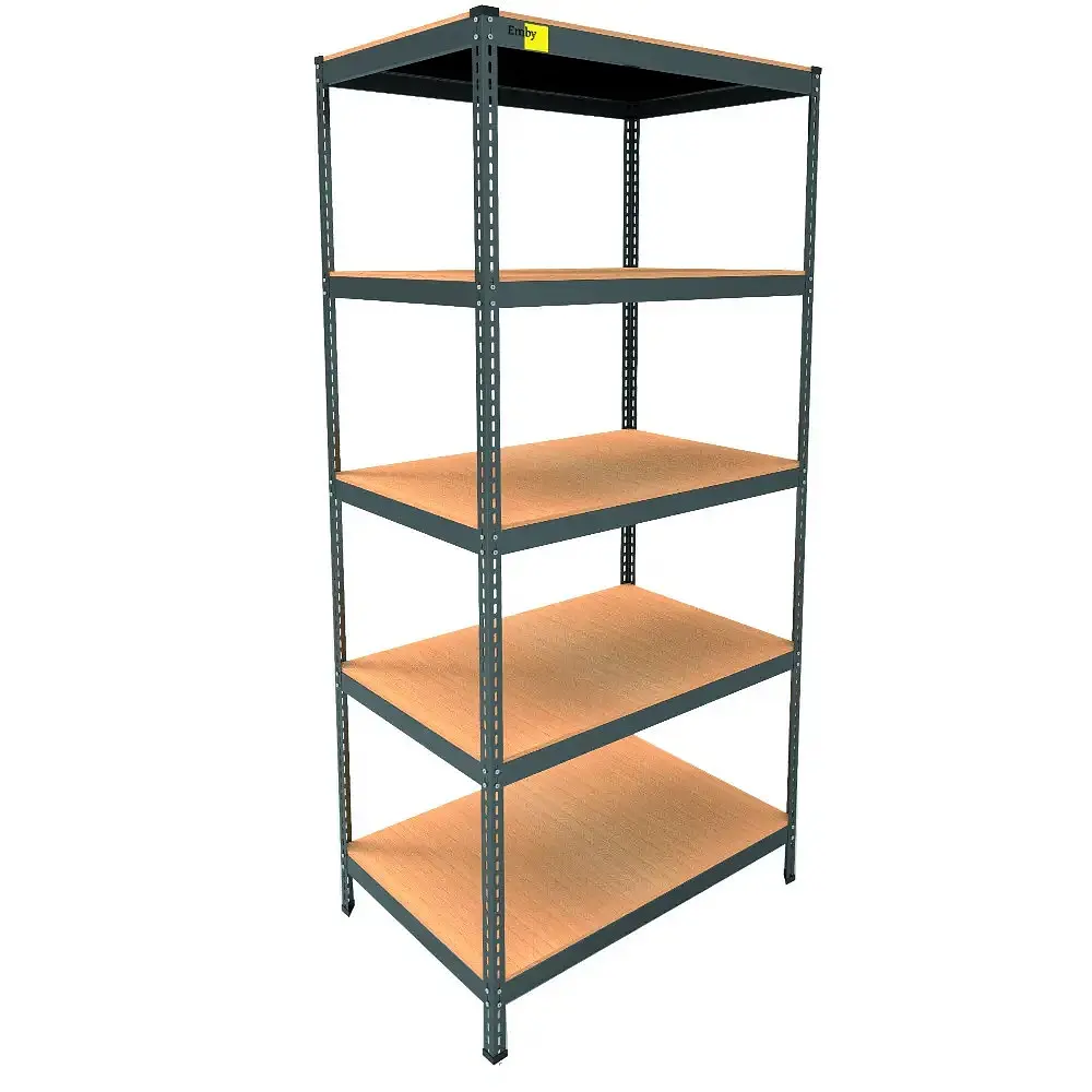 Металлический стеллаж Emby Light Series (размер 2100х900x600мм) 5 полок ДСП до 100кг Черный - фото 3